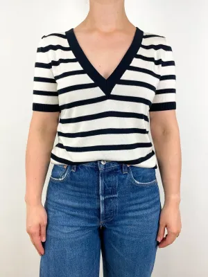 Luxe Emerson Knit Top in Mariner Stripe Tencel   Cashmere