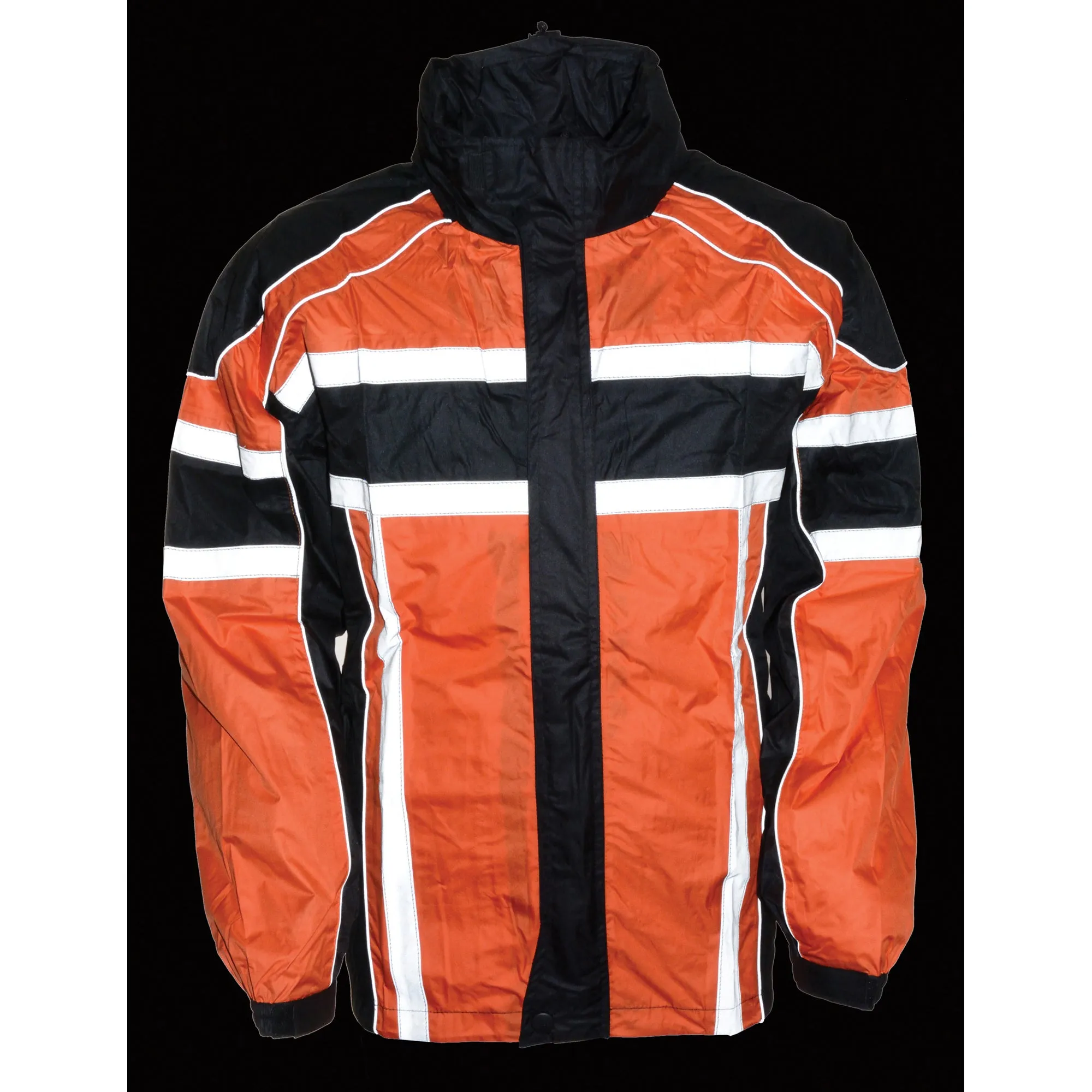 Men's Black & Orange Rain Suit Water Resistant w/ Reflective Tape