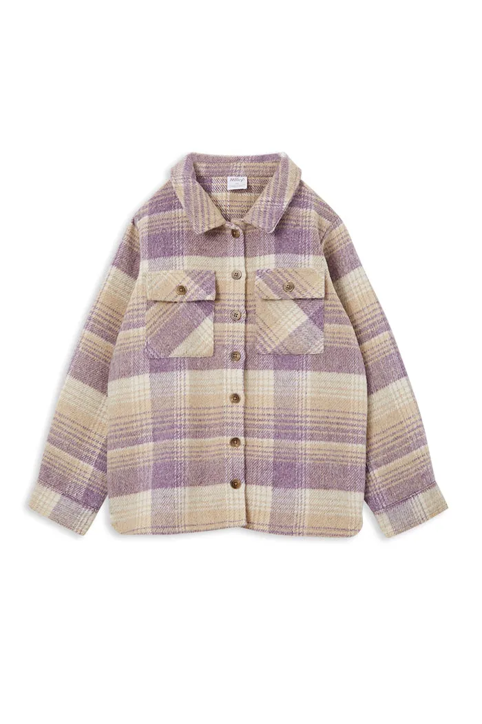 MILKY LILAC CHECK OVERSHIRT