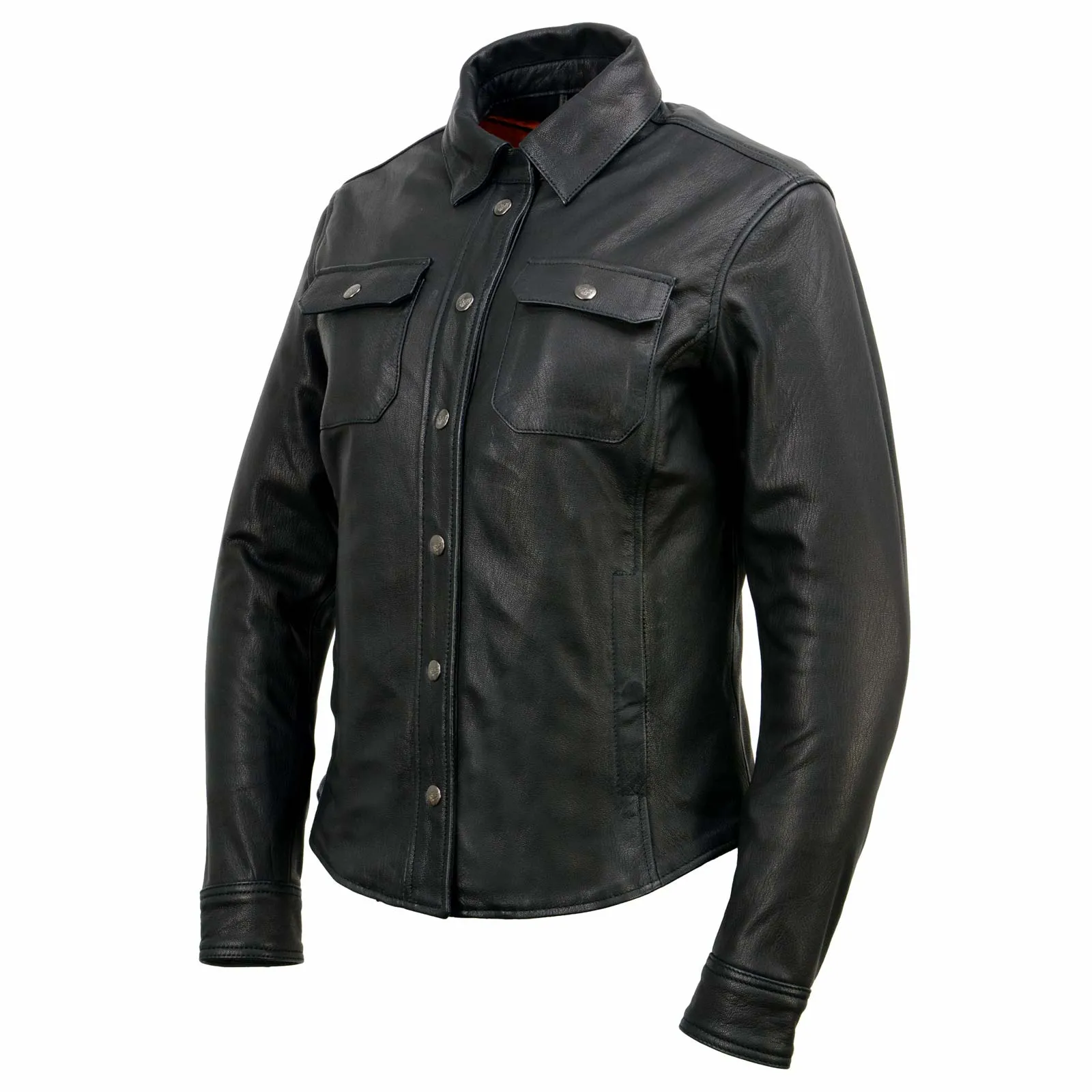 Milwaukee Leather | Black Women's Genuine Leather Shirt Jacket w/ Removable Liner and Reflective Trim - MLL2600