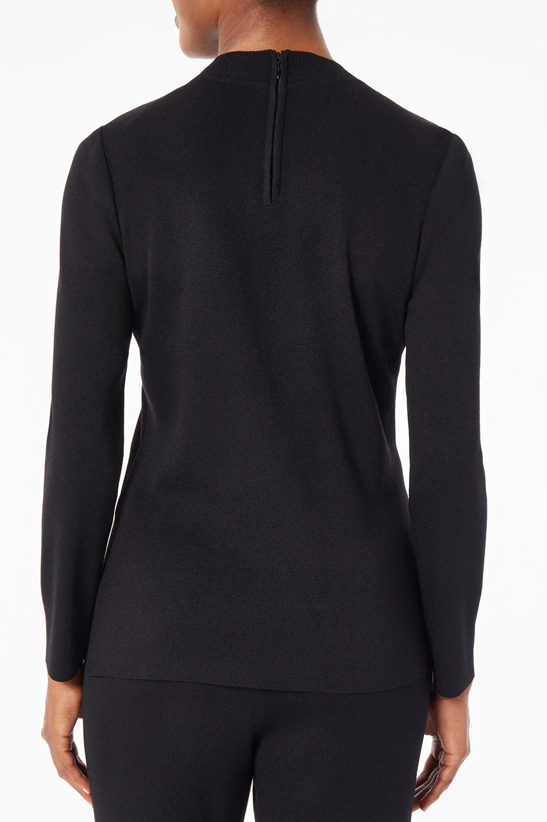 Mock Neck Soft Knit Tunic, Black