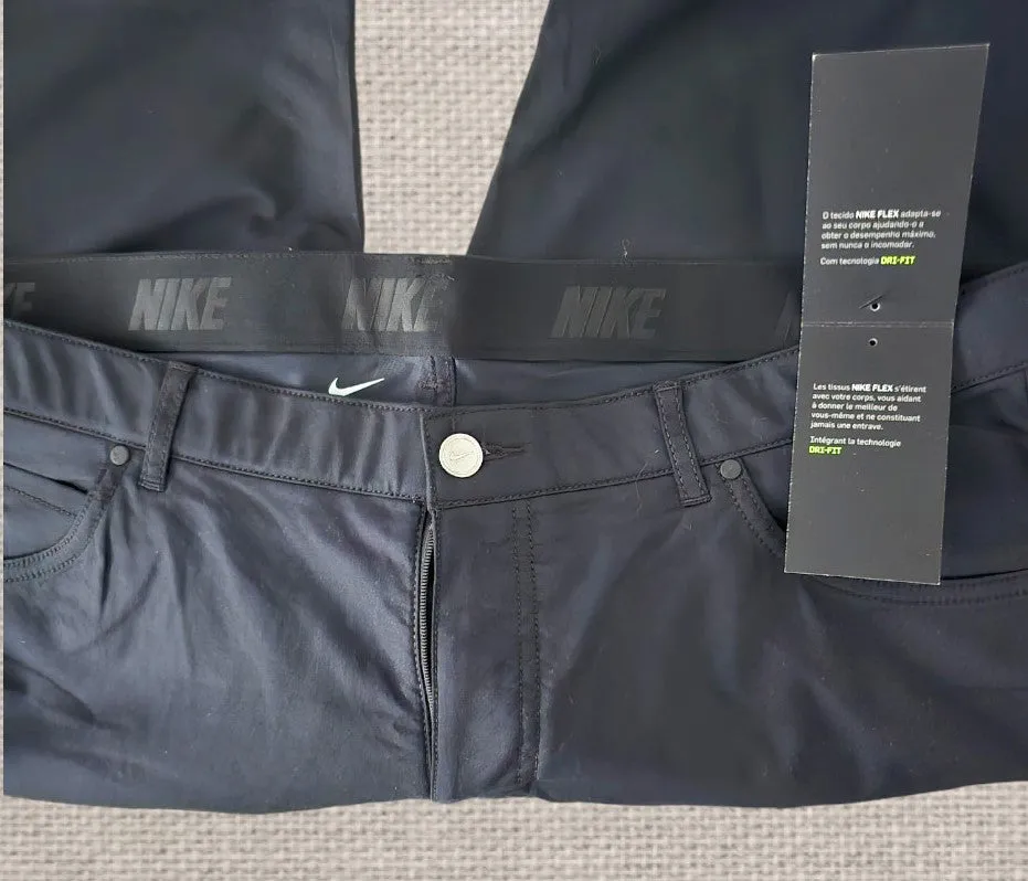 Nike Mens Black Golf Flex Hybrid Performance Dri Fit Stretch Trousers W36/L30