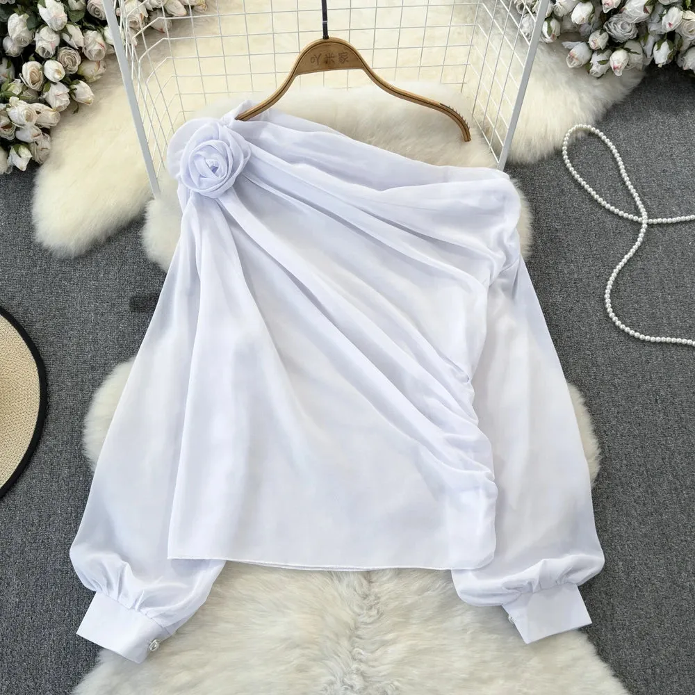 Off-Shoulder Chiffon Women Tops