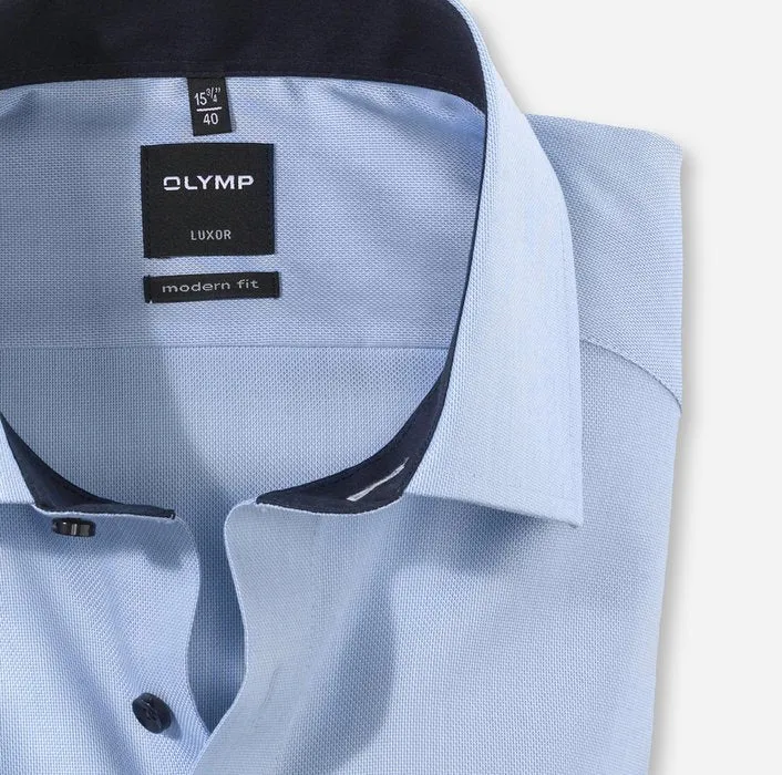 OLYMP -  Light Blue Shirt with Navy Contrast in Modern Fit