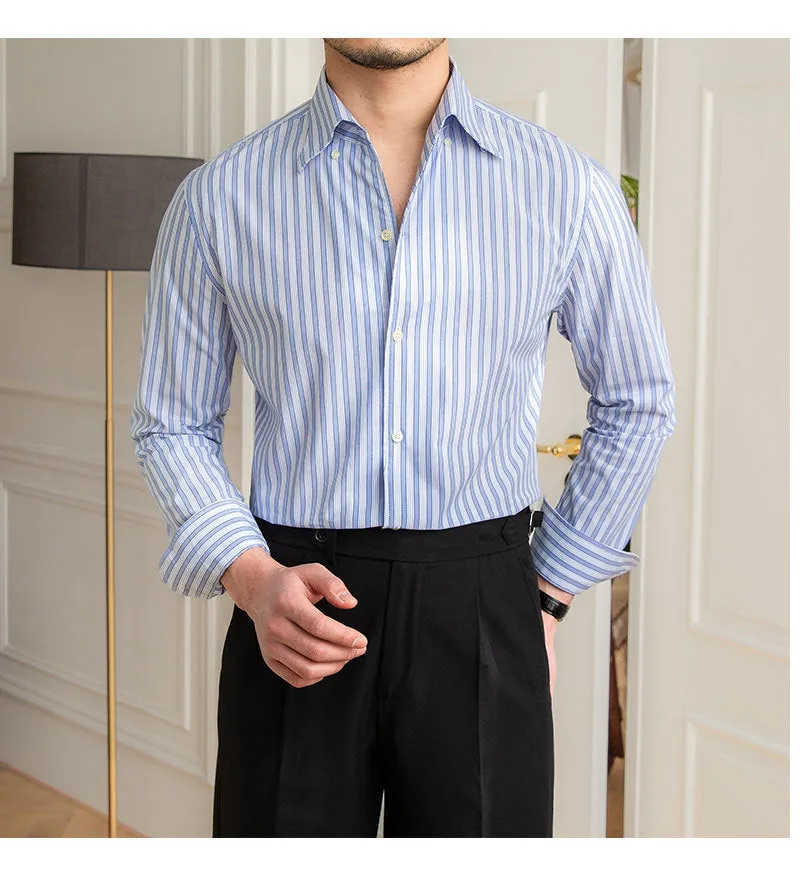 One-piece Collar Striped Shirt Men's Cotton Breathable Casual Shirt