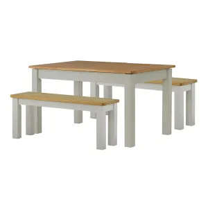 Padstow Grey 120cm Dining Set - 2 x Bench