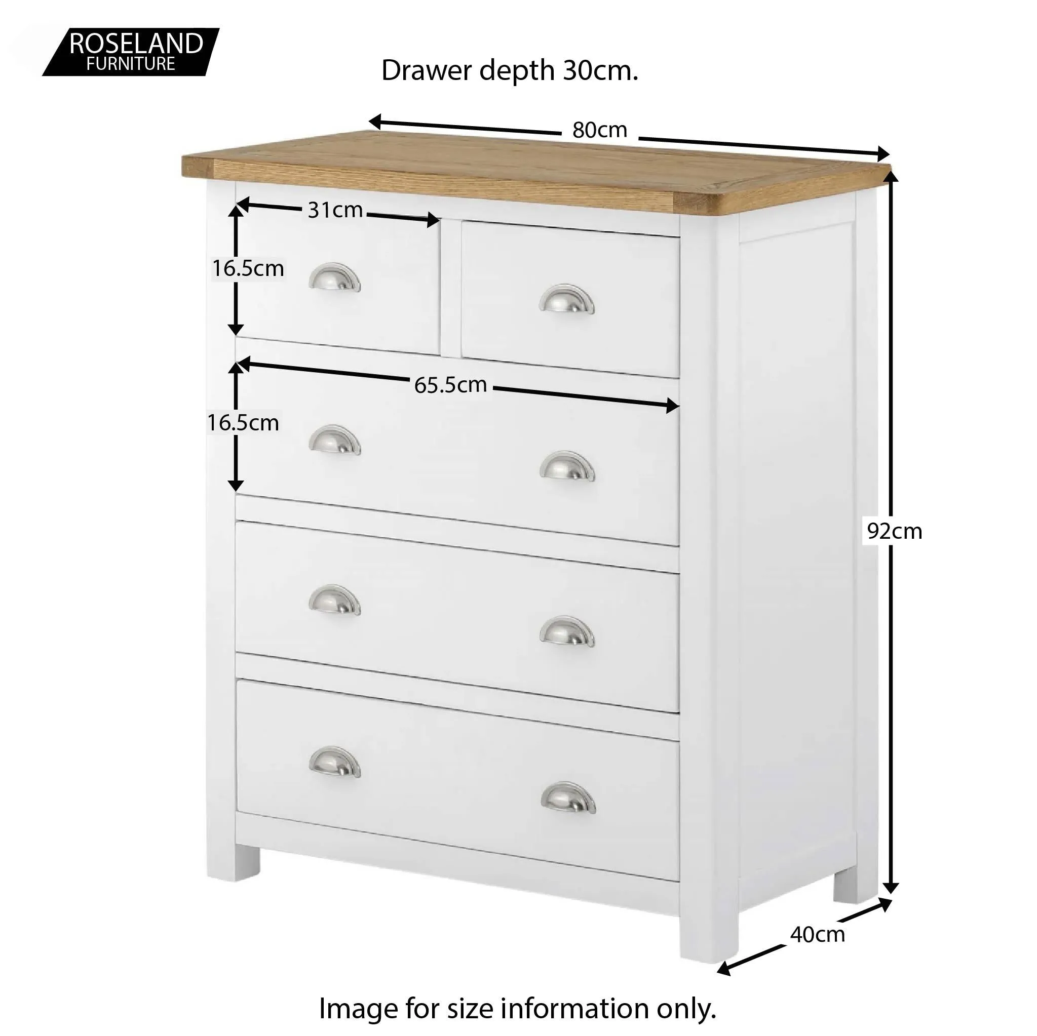 Padstow White 2 over 3 Drawer Chest