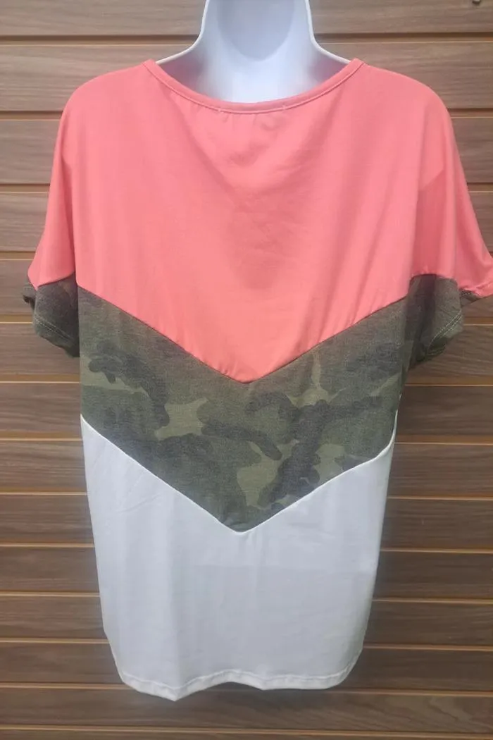 Pink Camo White Short Sleeve Tee