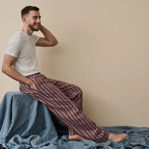 Port & Woodrose Striped Linen Men's PJ Trousers