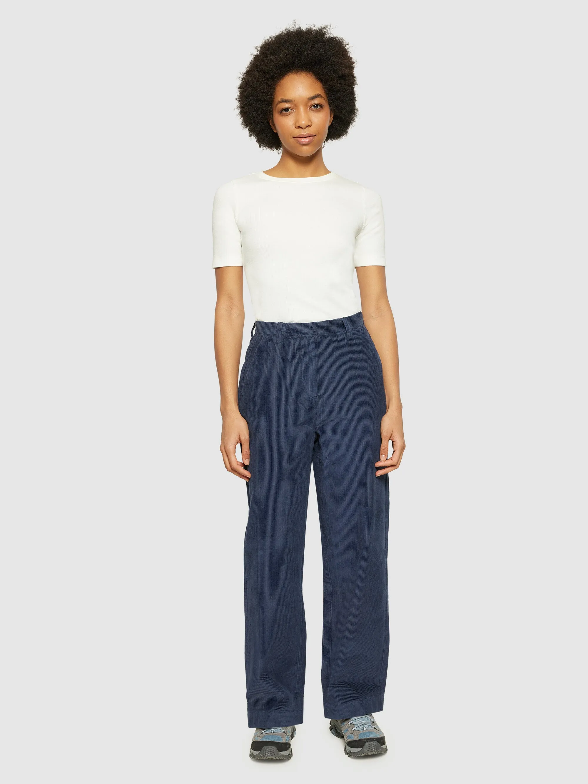 POSEY wide high-rise irregular corduroy pant - GOTS/Vegan - Night Sky