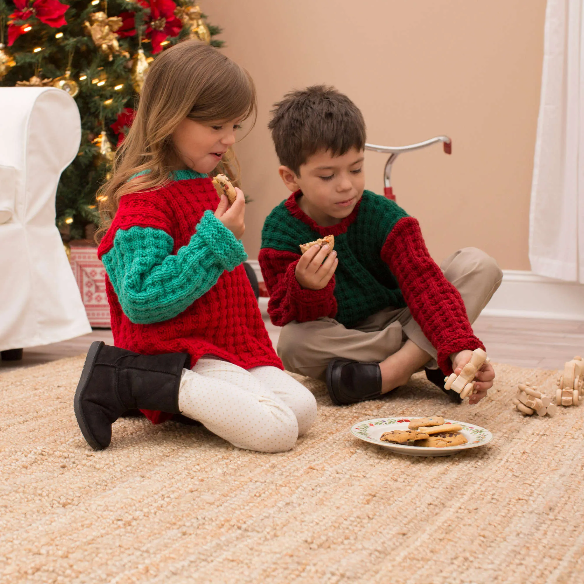 Red Heart Knit Jolly Kid's Sweaters