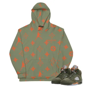 Retro 5 Olive/Solar Orange Lux Hoodie