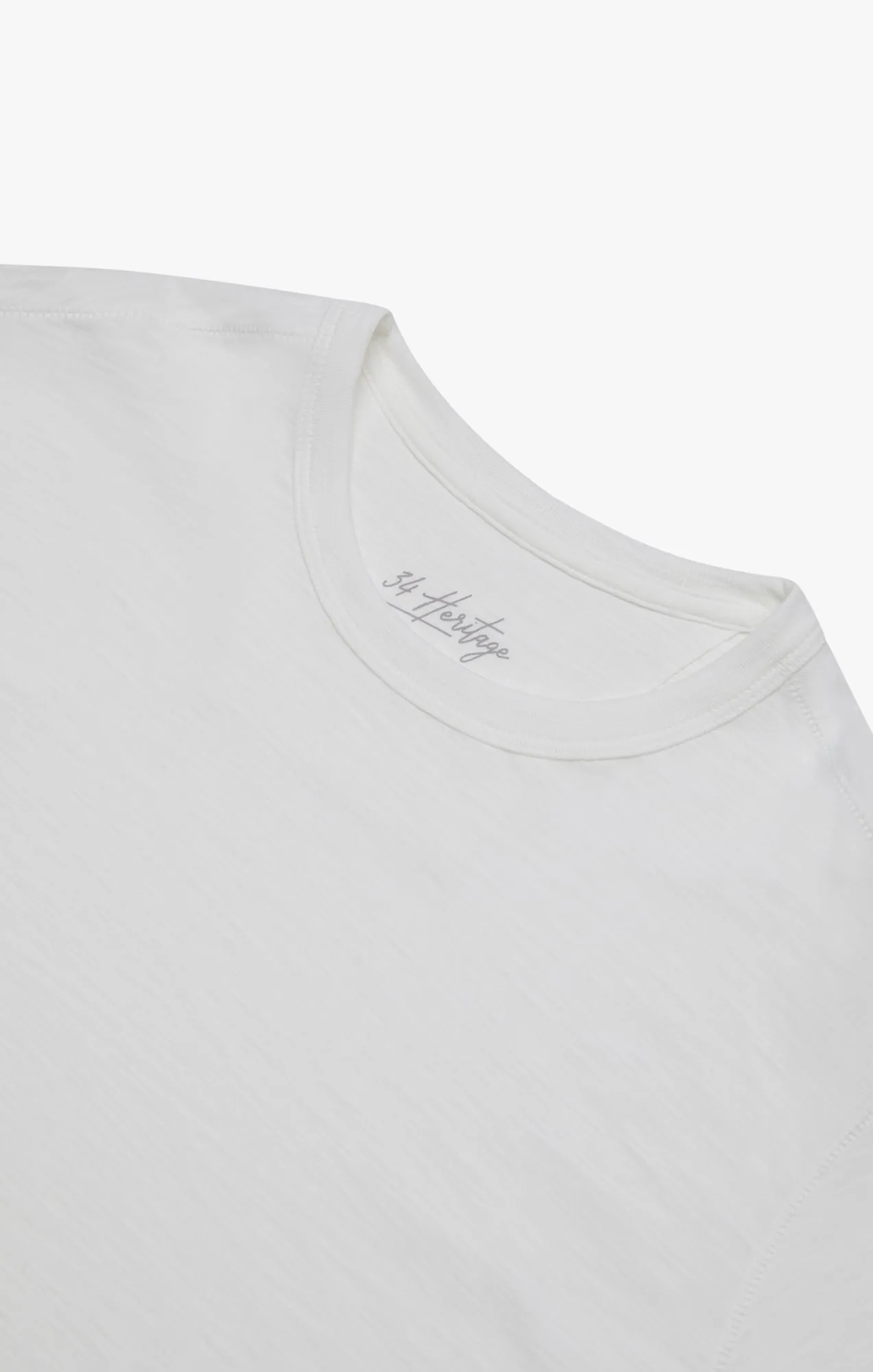 Slub Crew Neck Long Sleeve Shirt in White