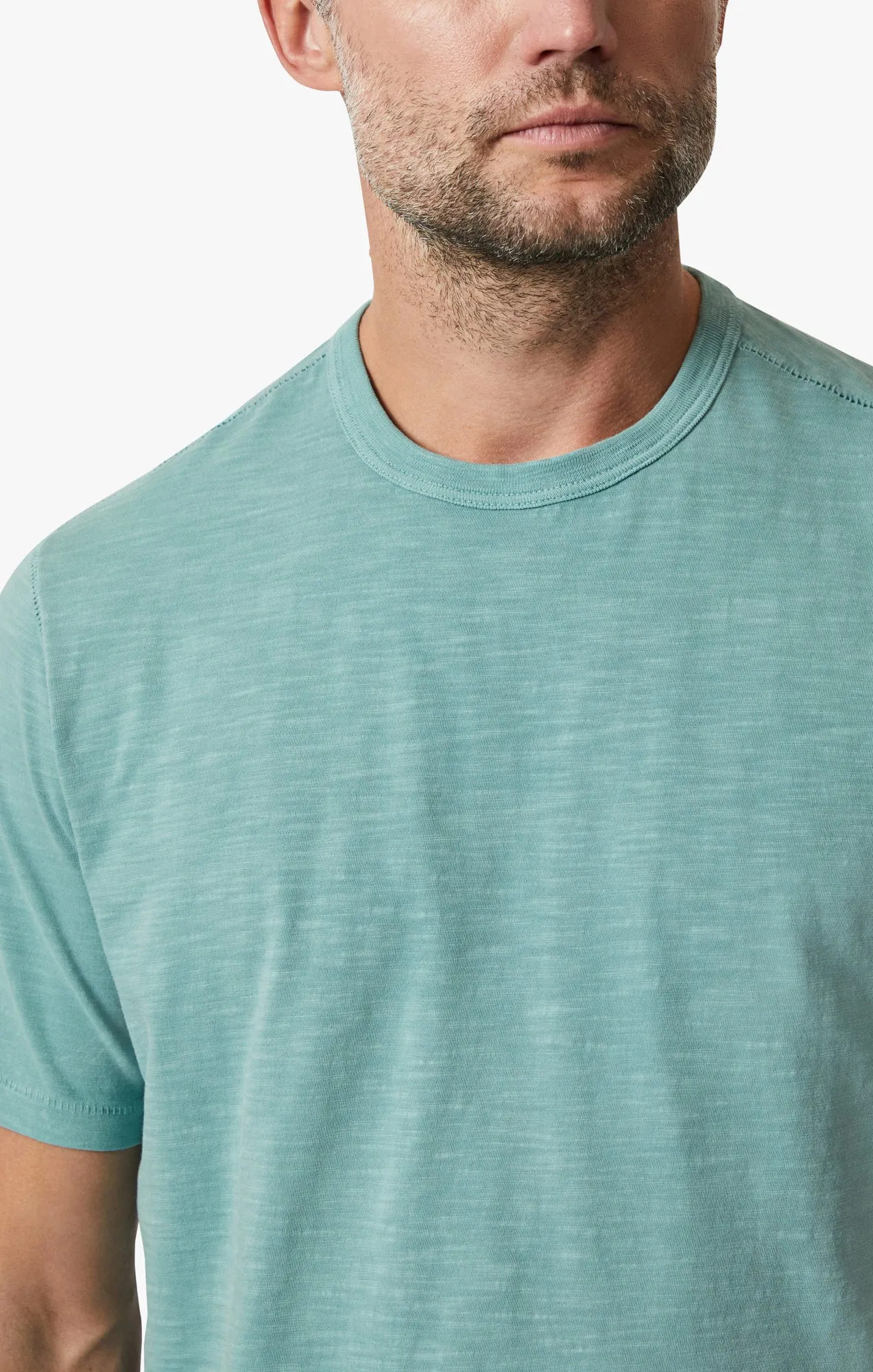 Slub Crew Neck T-Shirt In Iceberg Green