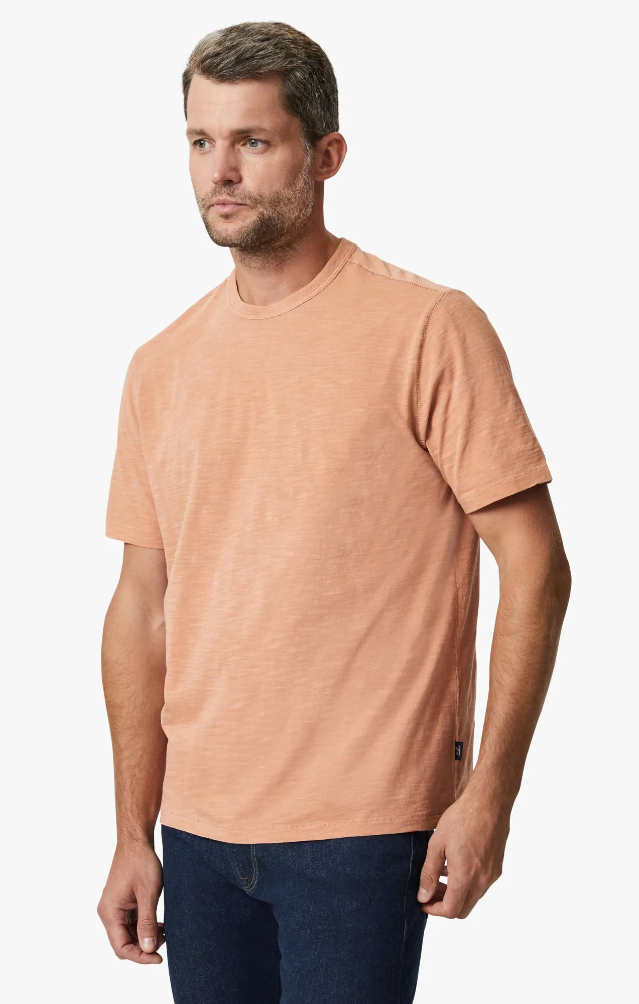 Slub Crew Neck T-Shirt In Melon