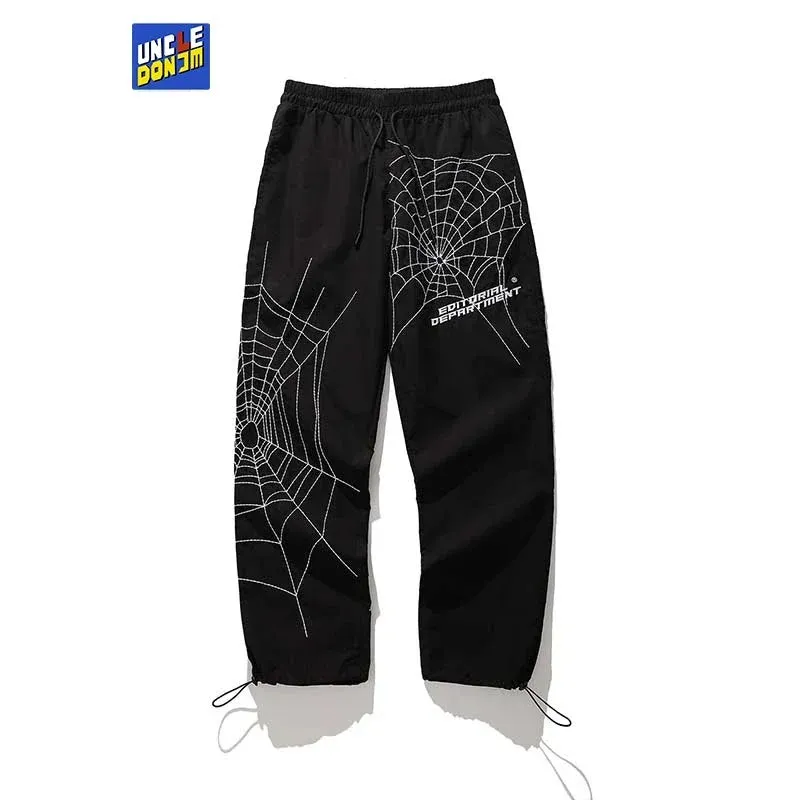 Spider Embroidery Baggy Harem Pants Streetwear Men Casual Trousers