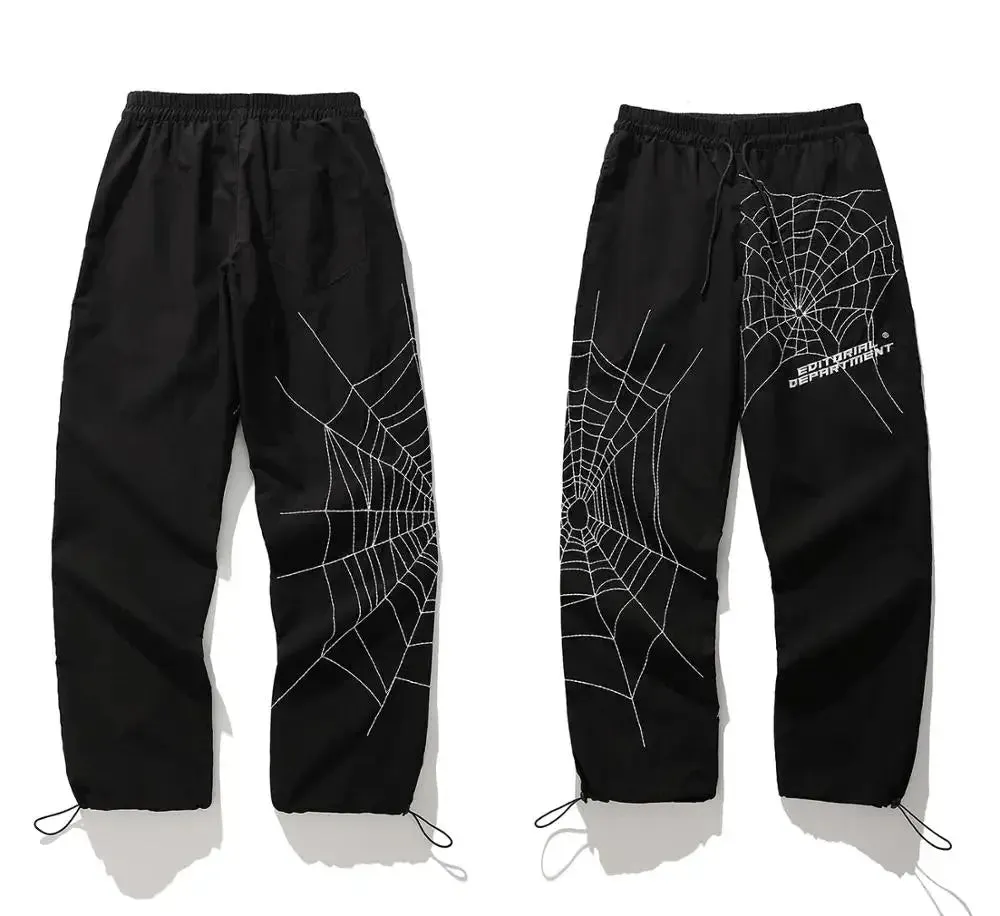 Spider Embroidery Baggy Harem Pants Streetwear Men Casual Trousers