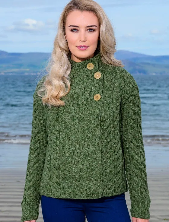 Super Soft Trellis and Cable Cardigan - Meadow Green