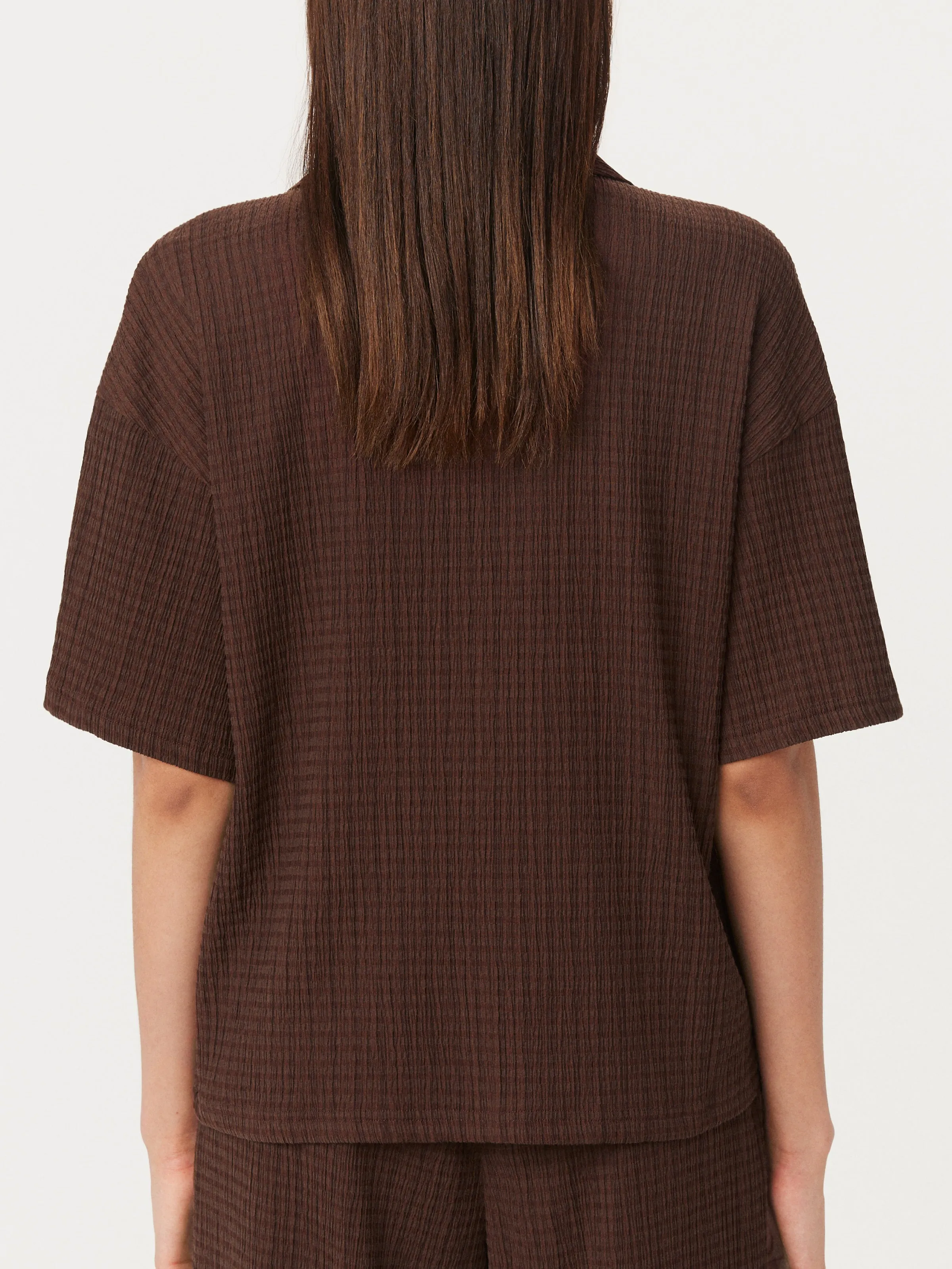 The Crinkle Textured Blouse in Mahogany