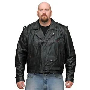 VL516 S Vance Leather Men's Basic Classic Motorcycle Jacket Plain Side