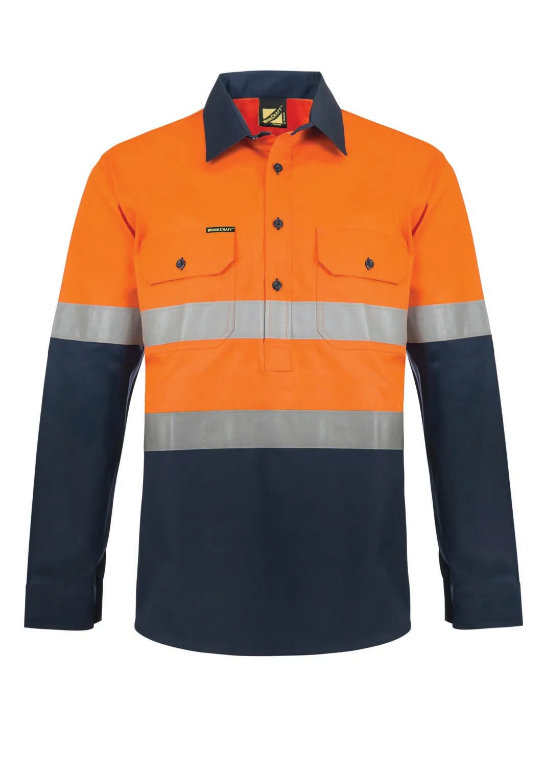 WS6032 LIGHTWEIGHT HI VIS CLOSED FRONT VENTED COTTON DRILL REFLECTIVE SHIRT WITH SEMI GUSSET SLEEVES