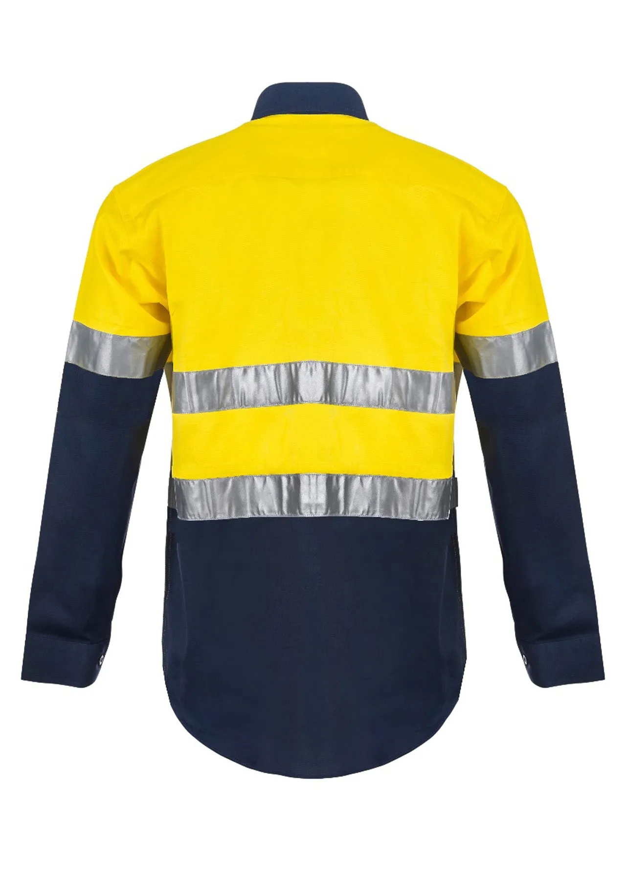 WS6032 LIGHTWEIGHT HI VIS CLOSED FRONT VENTED COTTON DRILL REFLECTIVE SHIRT WITH SEMI GUSSET SLEEVES